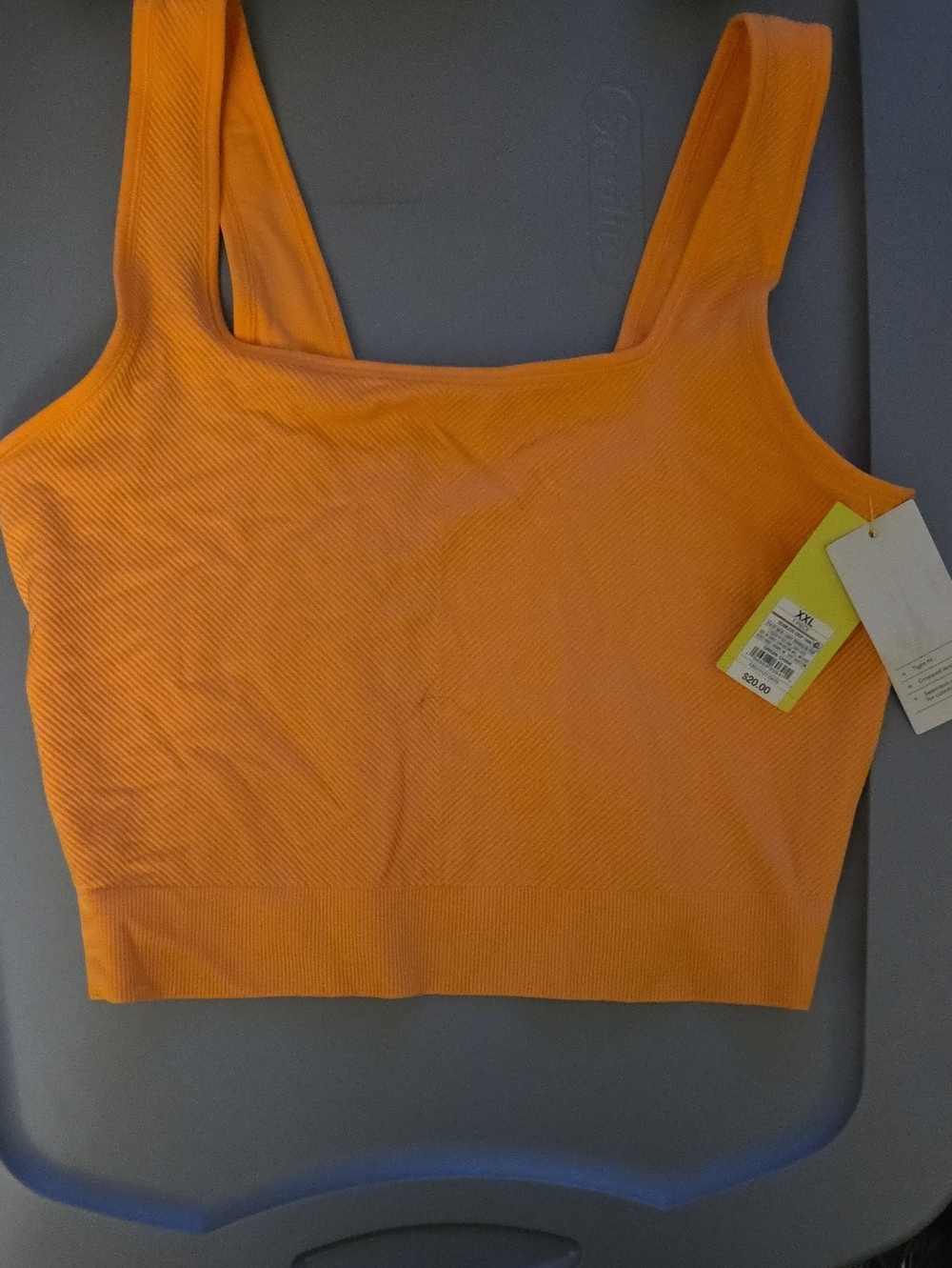 all in motion Orange Ribbed Square-Neck Crop Tank